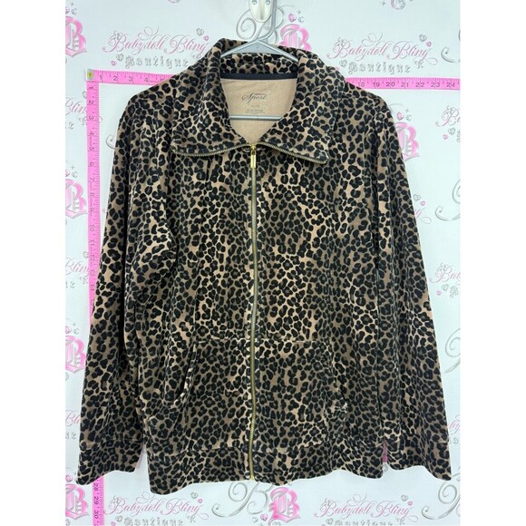 Style & Co. Tops - Style & Co. Leopard Print Zip-Front Bomber Jacket - Brown/Black